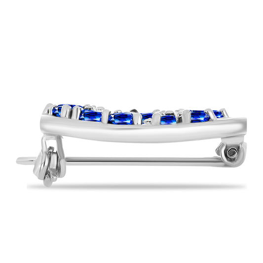 Alfinete de Prata com Safira Azul Australiana e Topázio Branco  Contraste: Cabeca de Veado (800)