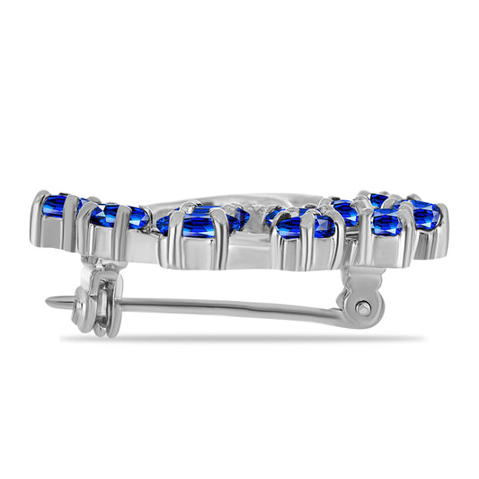 Alfinete de Prata com Safira Azul Australiana e Topázio Branco  Contraste: Cabeca de Veado (800)