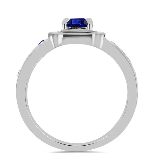 Anel de Prata com Safira Azul Australiana e Topázio Branco  Contraste: Cabeca de Veado (800)