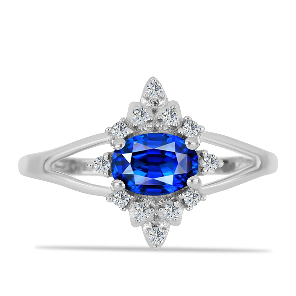 Anel de Prata com Safira Azul Australiana e Topázio Branco