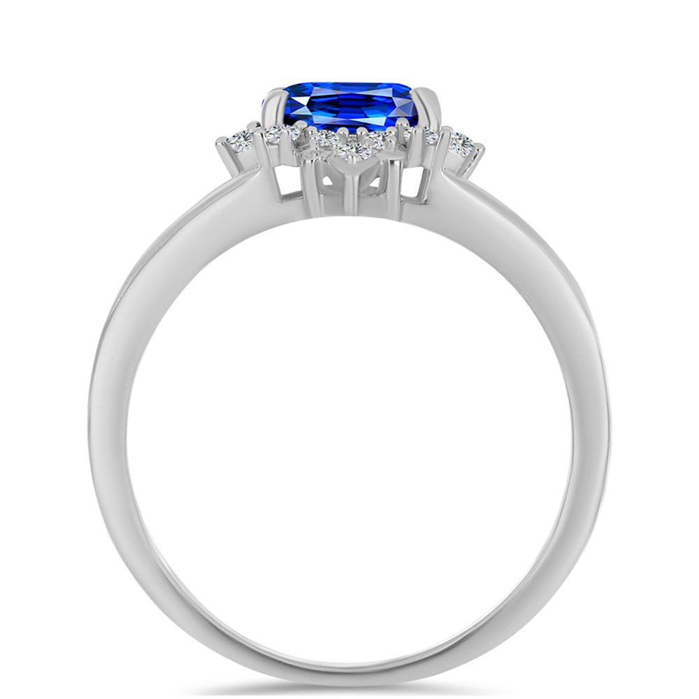 Anel de Prata com Safira Azul Australiana e Topázio Branco