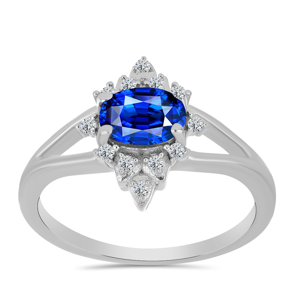 Anel de Prata com Safira Azul Australiana e Topázio Branco