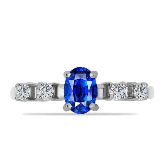 Anel de Prata com Safira Azul Australiana e Topázio Branco