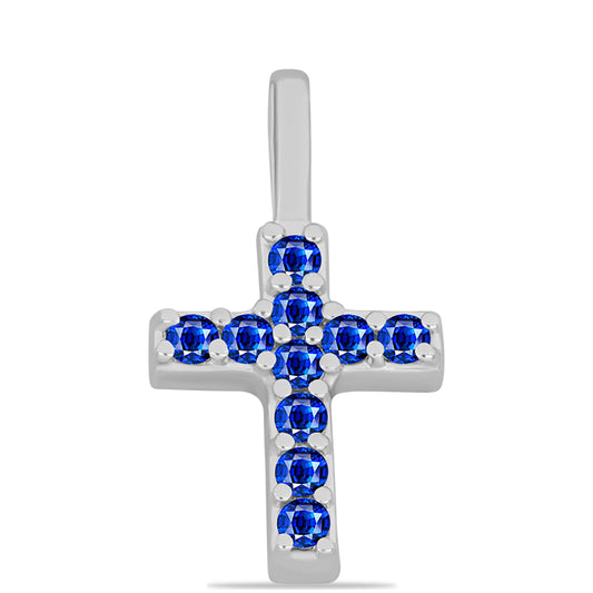 Cruz Pendente de Prata com Safira Azul Australiana