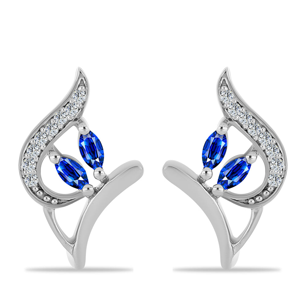 Brincos de Prata com Safira Azul Australiana e Topázio Branco 1 