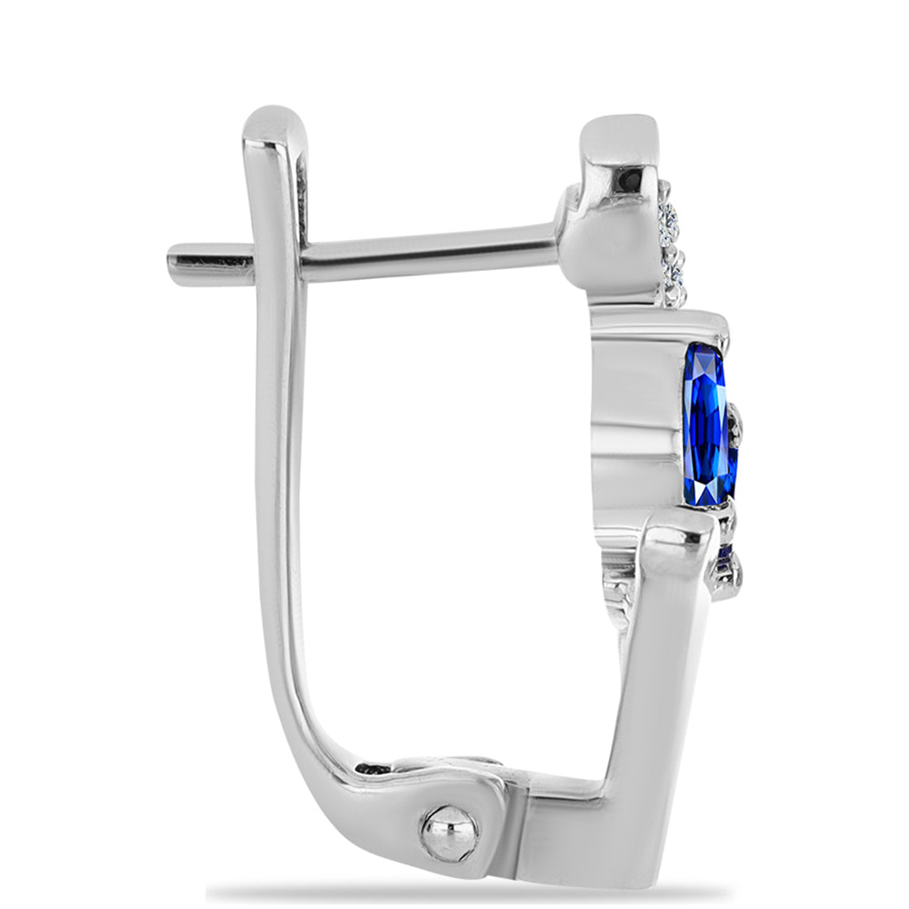 Brincos de Prata com Safira Azul Australiana e Topázio Branco