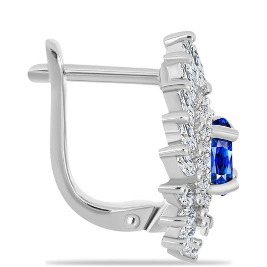 Brincos de Prata com Safira Azul Australiana e Zircão Branco