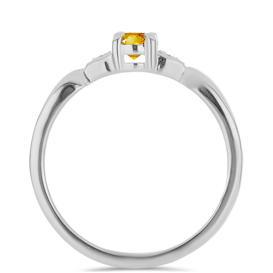 Anel de Prata com Citrino de Ural e Topázio Branco