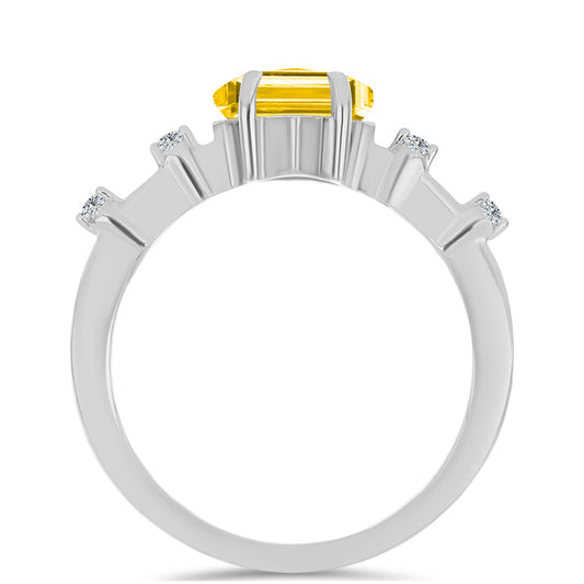Anel de Prata com Citrino de Ural e Topázio Branco