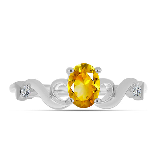 Anel de Prata com Citrino de Ural e Topázio Branco