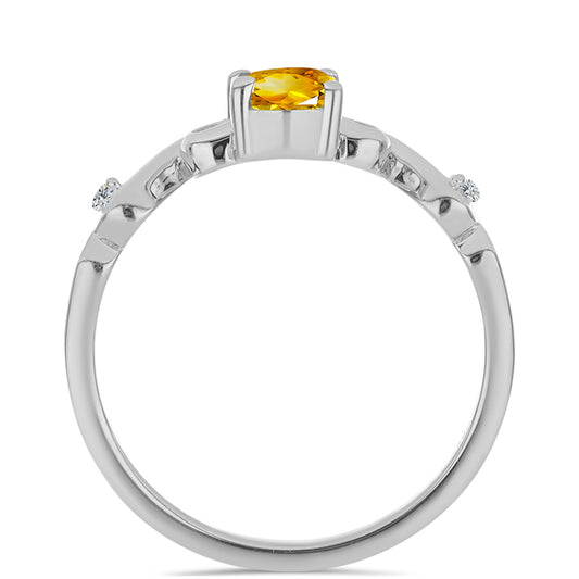 Anel de Prata com Citrino de Ural e Topázio Branco