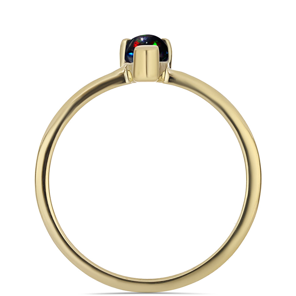 Conjunto de Prata com Banho de Ouro com Opala Preta de Lega Dembi da Etiópia ( Brincos+Anel ) 5 