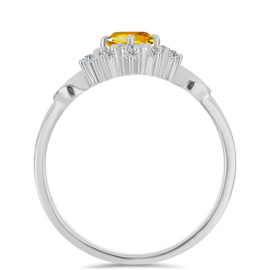 Anel de Prata com Citrino de Ural e Topázio Branco