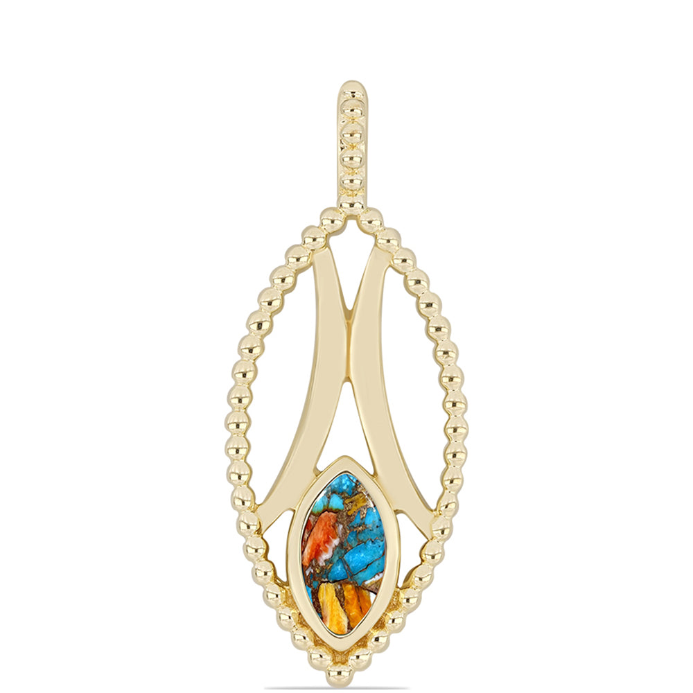 Pendente de Prata com Banho de Ouro com Ostra Turquesa