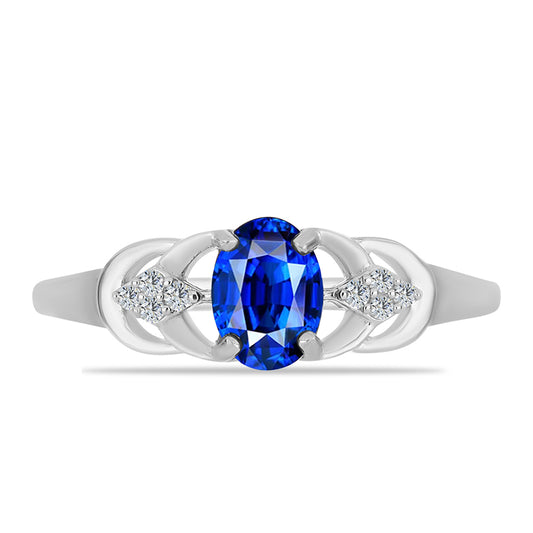 Anel de Prata com Safira Azul Australiana e Topázio Branco