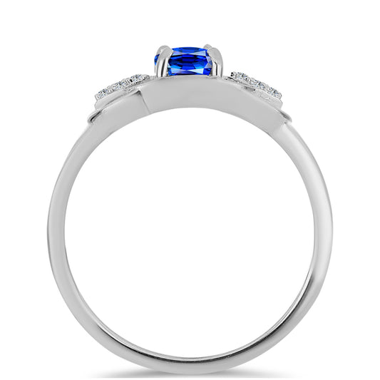 Anel de Prata com Safira Azul Australiana e Topázio Branco