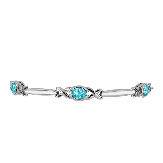 Pulseira de Prata com Quartzo de Paraíba  Contraste: Cabeca de Veado (800)