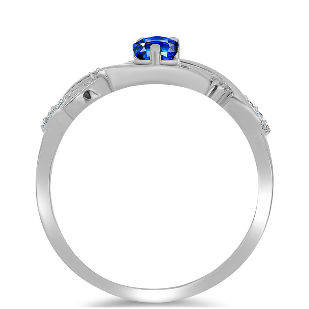 Anel de Prata com Safira Azul Australiana e Topázio Branco 2 