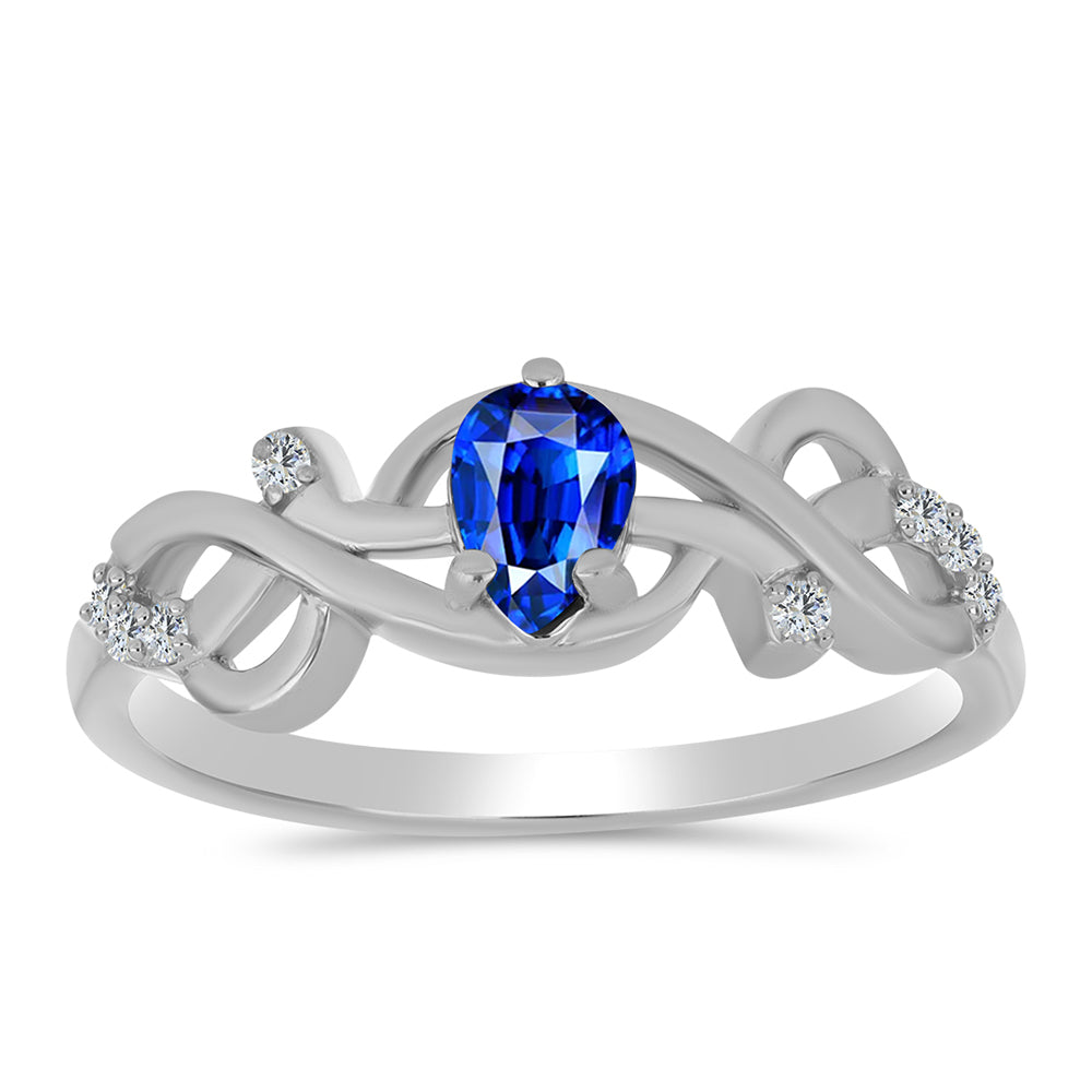 Anel de Prata com Safira Azul Australiana e Topázio Branco 3 