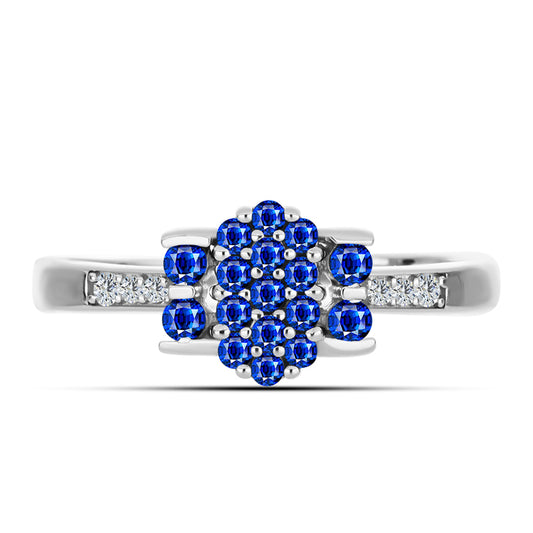 Anel de Prata com Safira Azul Australiana e Topázio Branco