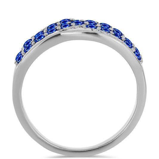 Anel de Prata com Safira Azul Australiana e Topázio Branco  Contraste: Cabeca de Veado (800)