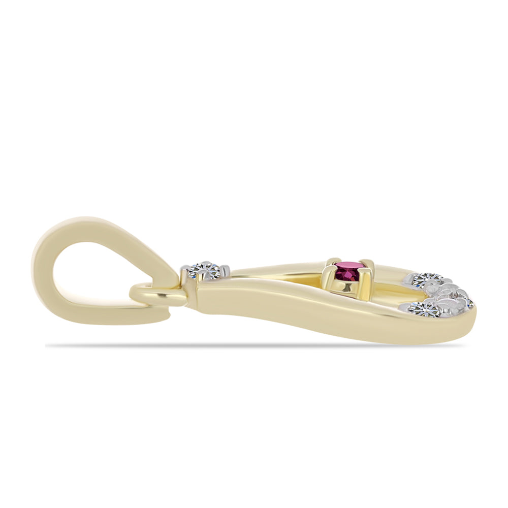 Pendente de Prata com Banho de Ouro com Diamante Roxo e Diamante Branco