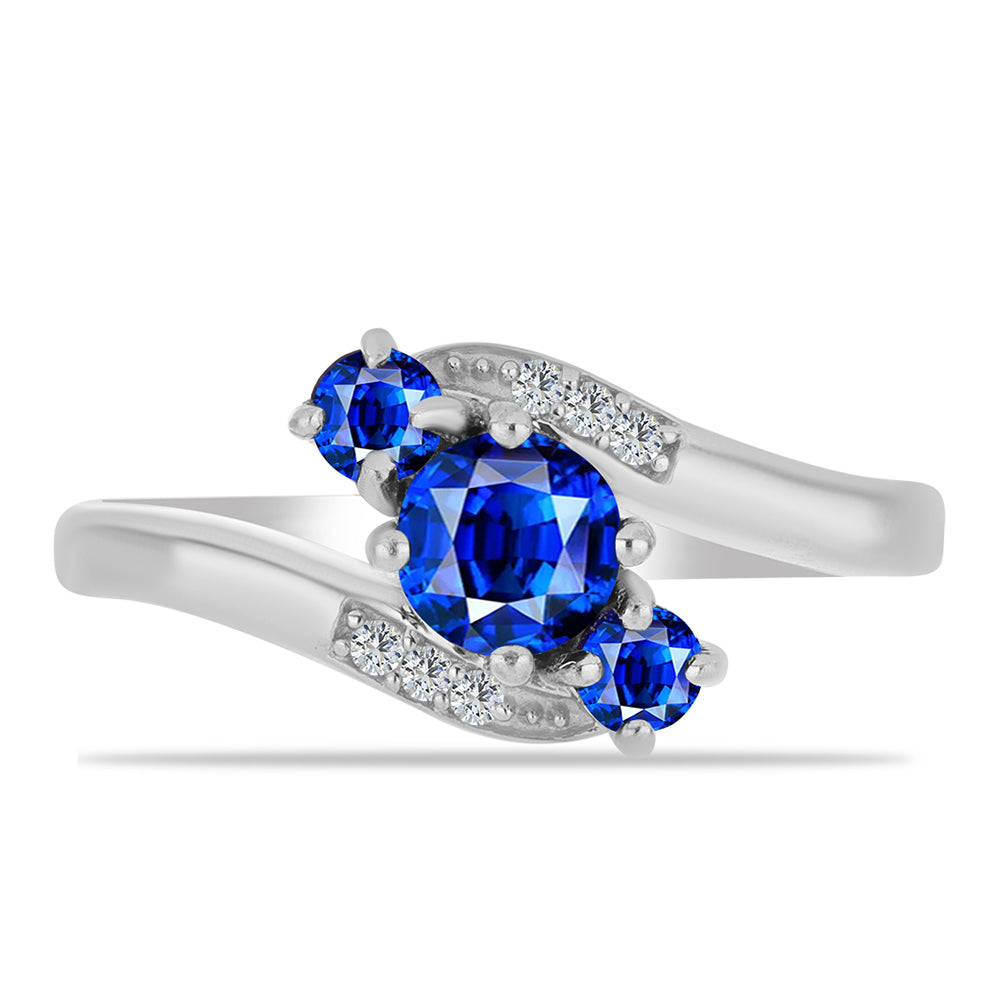Anel de Prata com Safira Azul Australiana e Topázio Branco