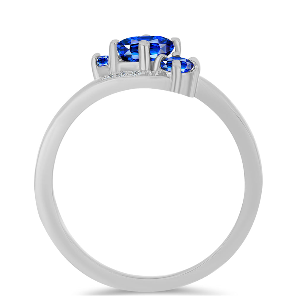 Anel de Prata com Safira Azul Australiana e Topázio Branco 2 