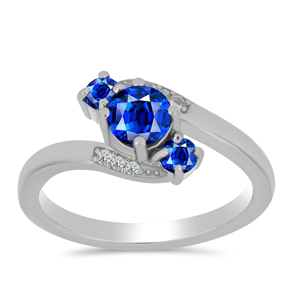 Anel de Prata com Safira Azul Australiana e Topázio Branco