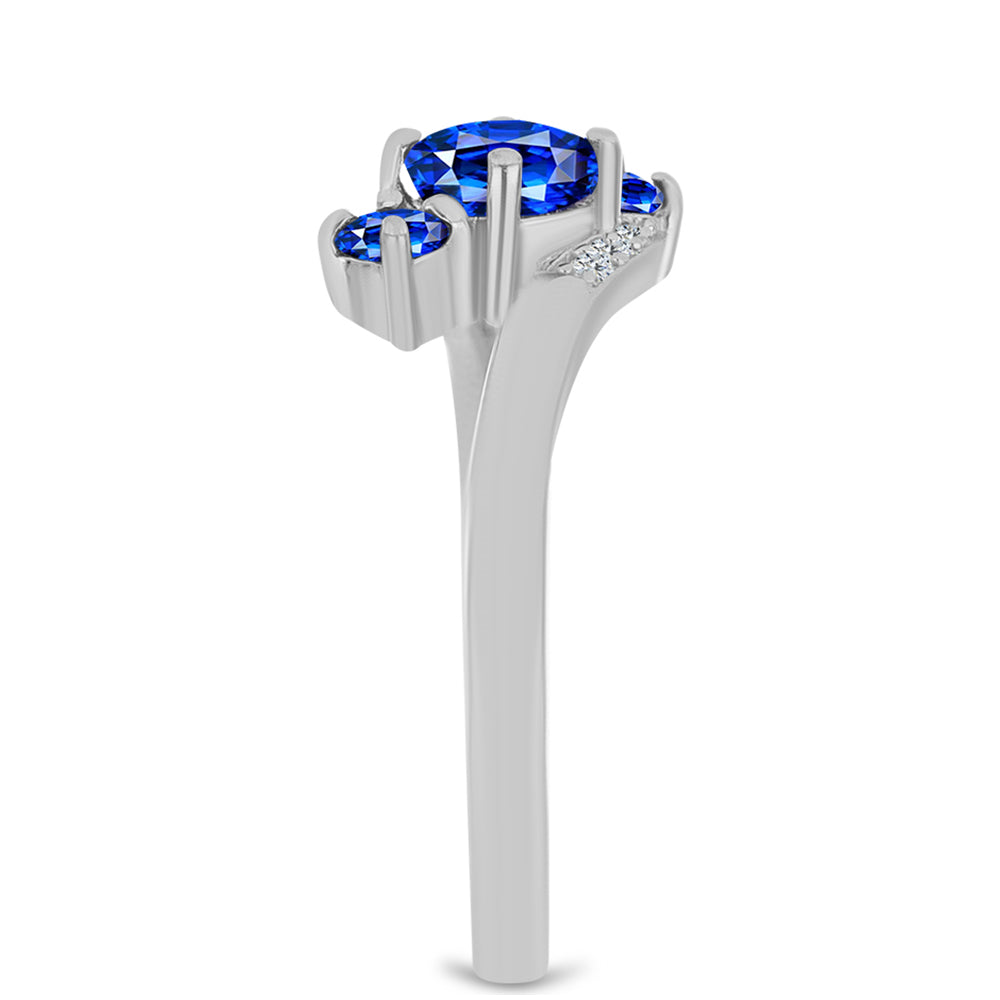 Anel de Prata com Safira Azul Australiana e Topázio Branco 4 