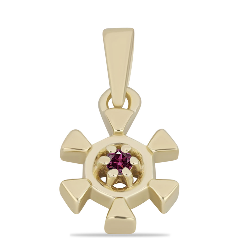 Pendente de Prata com Banho de Ouro com Diamante Roxo