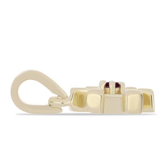 Pendente de Prata com Banho de Ouro com Diamante Roxo