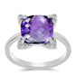 Anel de Prata com Ametista de Marrocos e Topázio Branco