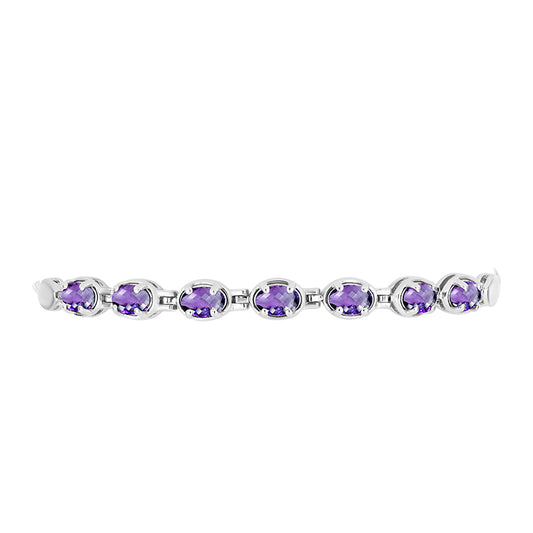 Pulseira de Prata com Ametista de Marrocos  Contraste: Cabeca de Veado (800)