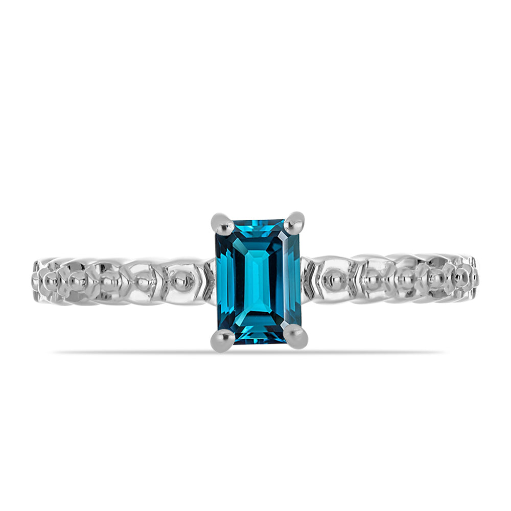 Anel de Prata com Topázio Azul de Londres