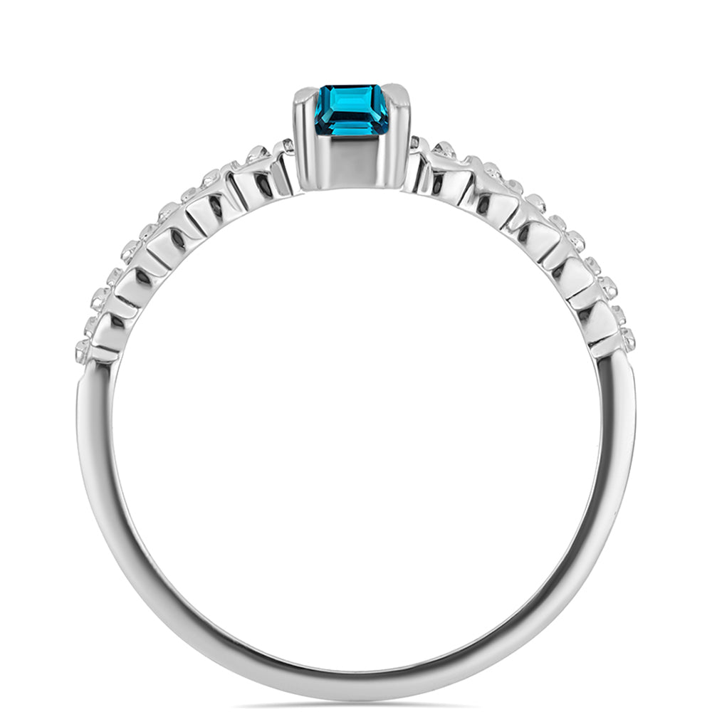 Anel de Prata com Topázio Azul de Londres