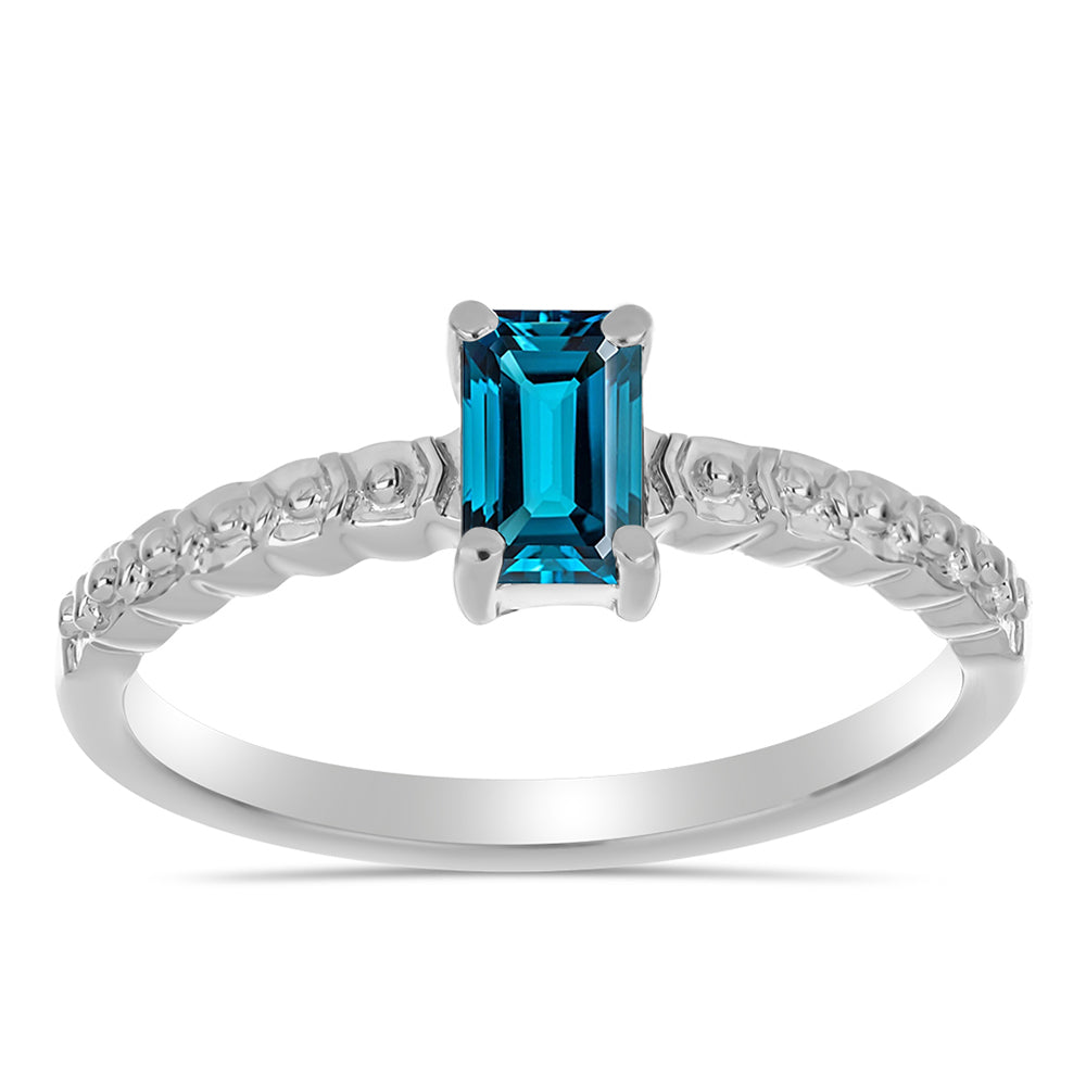 Anel de Prata com Topázio Azul de Londres