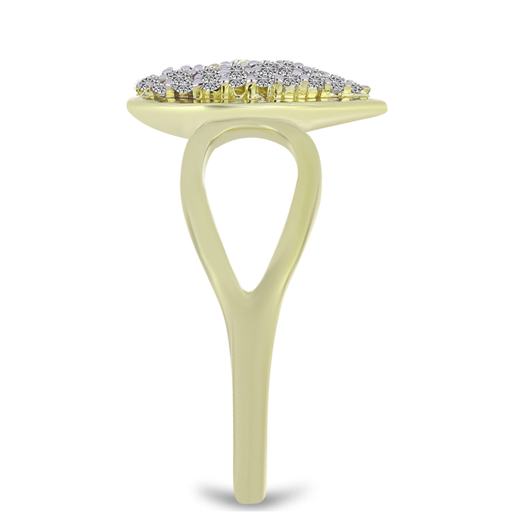 Conjunto de Prata com Banho de Ouro com Diamante Champanhe e Topázio Branco ( Brincos+Anel+Pendente )  Contraste: Cabeca de Veado (800) 9 