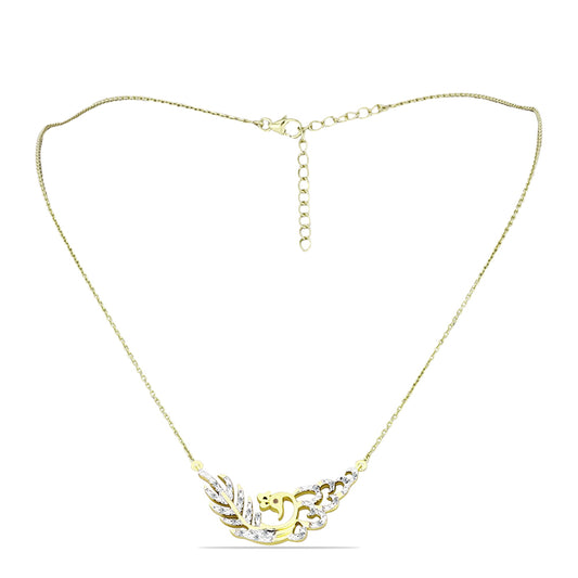 Colar de Prata com Banho de Ouro com Diamante Champanhe e Diamante Branco  Contraste: Cabeca de Veado (800)