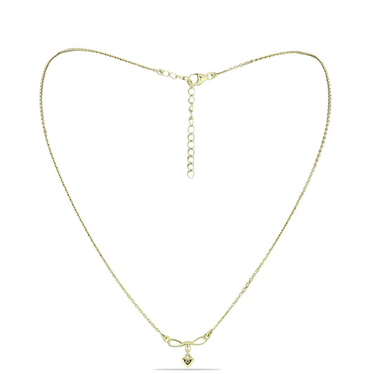 Colar de Prata com Banho de Ouro com Diamante Champanhe  Contraste: Cabeca de Veado (800)