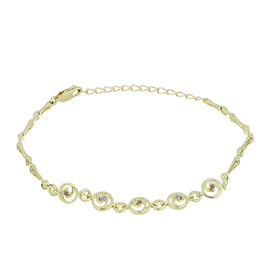 Pulseira de Prata com Banho de Ouro com Diamante Champanhe e Diamante Branco  Contraste: Cabeca de Veado (800)