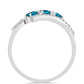 Anel de Prata com Topázio Azul de Londres e Topázio Branco