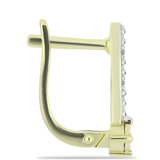 Brincos de Prata com Banho de Ouro com Diamante Champanhe e Diamante Branco