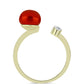 Anel de Prata com Banho de Ouro com Pérola Vermelha de Água Doce e Topázio Branco