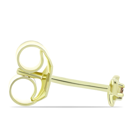 Brincos de Prata com Banho de Ouro com Diamante Champanhe