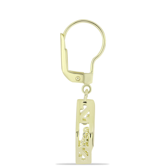 Brincos de Prata com Banho de Ouro com Diamante Champanhe