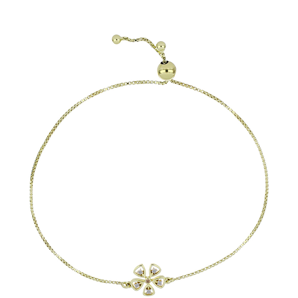 Pulseira de Prata com Banho de Ouro com Diamante Champanhe e Diamante Branco 1 