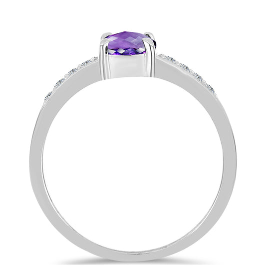 Anel de Prata com Ametista de Marrocos e Topázio Branco