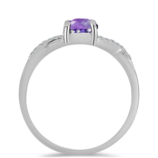 Anel de Prata com Ametista de Marrocos e Topázio Branco