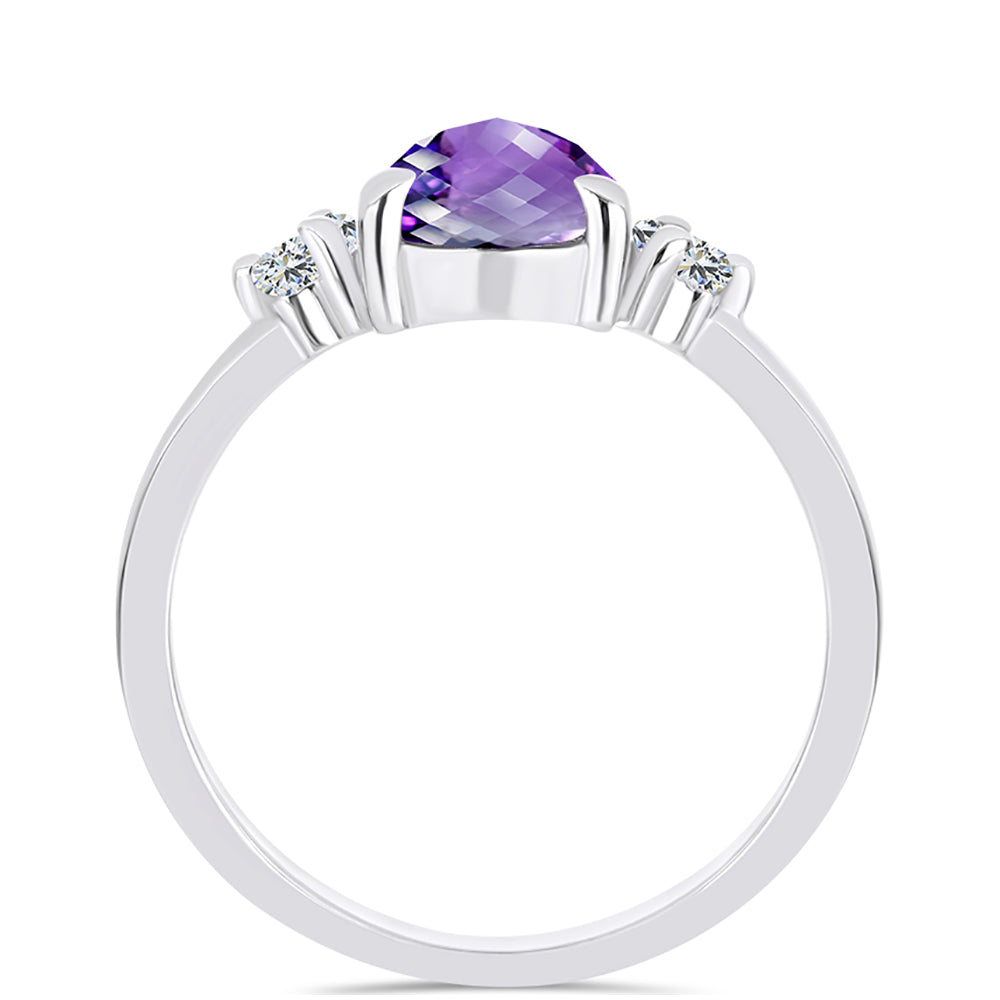 Anel de Prata com Ametista de Marrocos e Topázio Branco